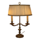 2 Light French Vintage Brass Boulotte Table Lamp With Cream Pleated Shade 5