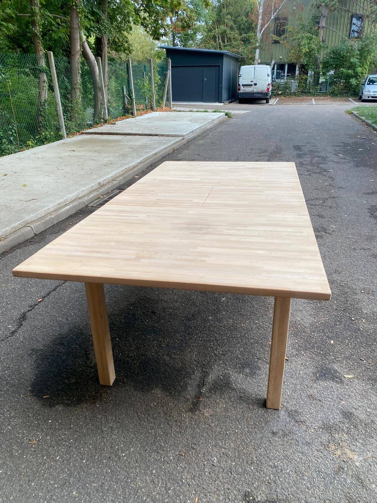 Scandinavian extendable dining table stripped in raw solid wood 1990