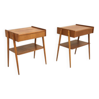 2 tables de chevet en teck par Carlström, Suède, 1960