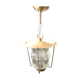 Suspension ancienne lanterne métal doré avec verre moulé années 70 vintage