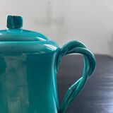 Théière et pot à lait en céramique vert émeraude
