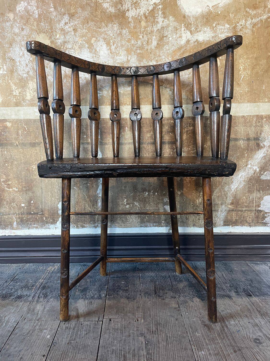 Circa Early 19th Century Century Welsh Vernacular Stick Back Hedge Chair