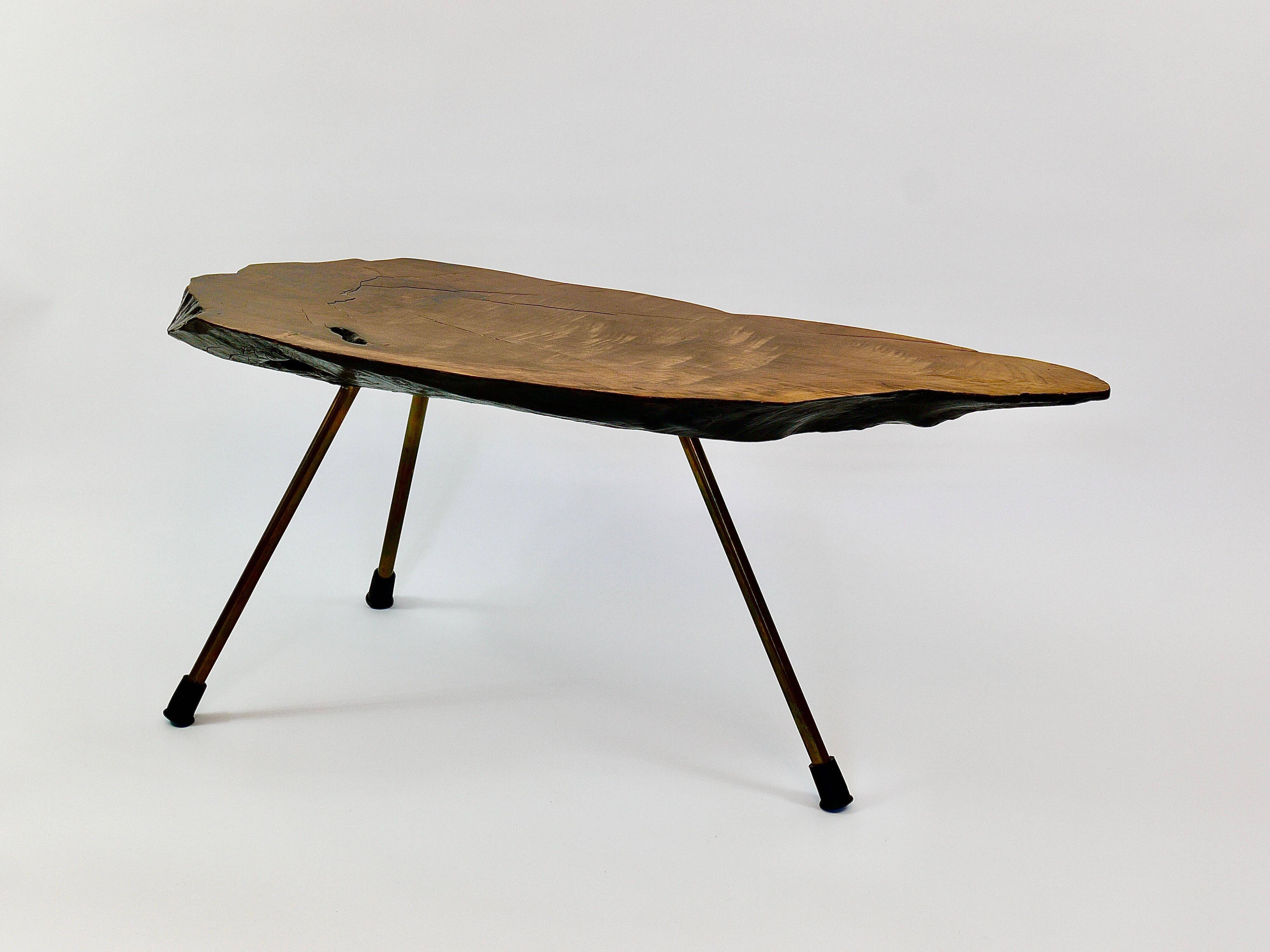 Original coffee table by Carl Aubock, large tree trunk in walnut from the mid-century, 1950s.