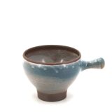 Large sky blue stoneware ceramic mug with handle by Roger Jacques, 1960s