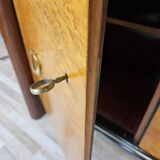 Art Decò Sideboard in Mahogany and Maple with Black Glass and Brass Finishi