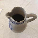 Grey and Cobalt Blue Stoneware Pitcher