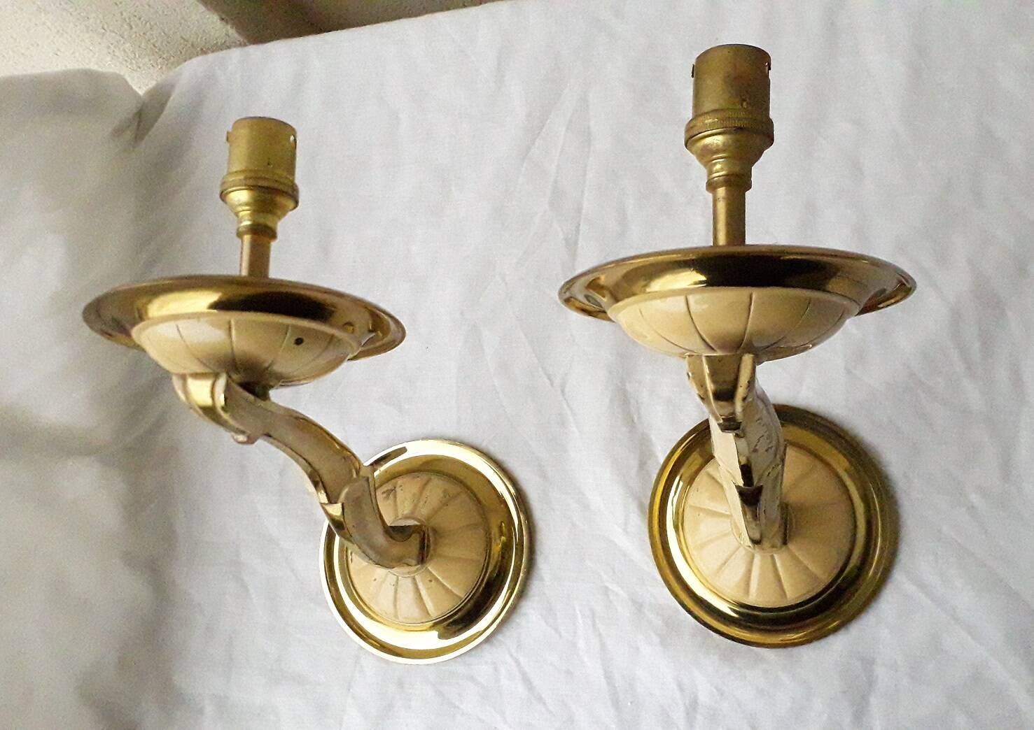 Pair of bronze wall lights