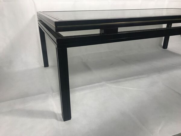 Table basse pierre vandel verre motif cannage noir