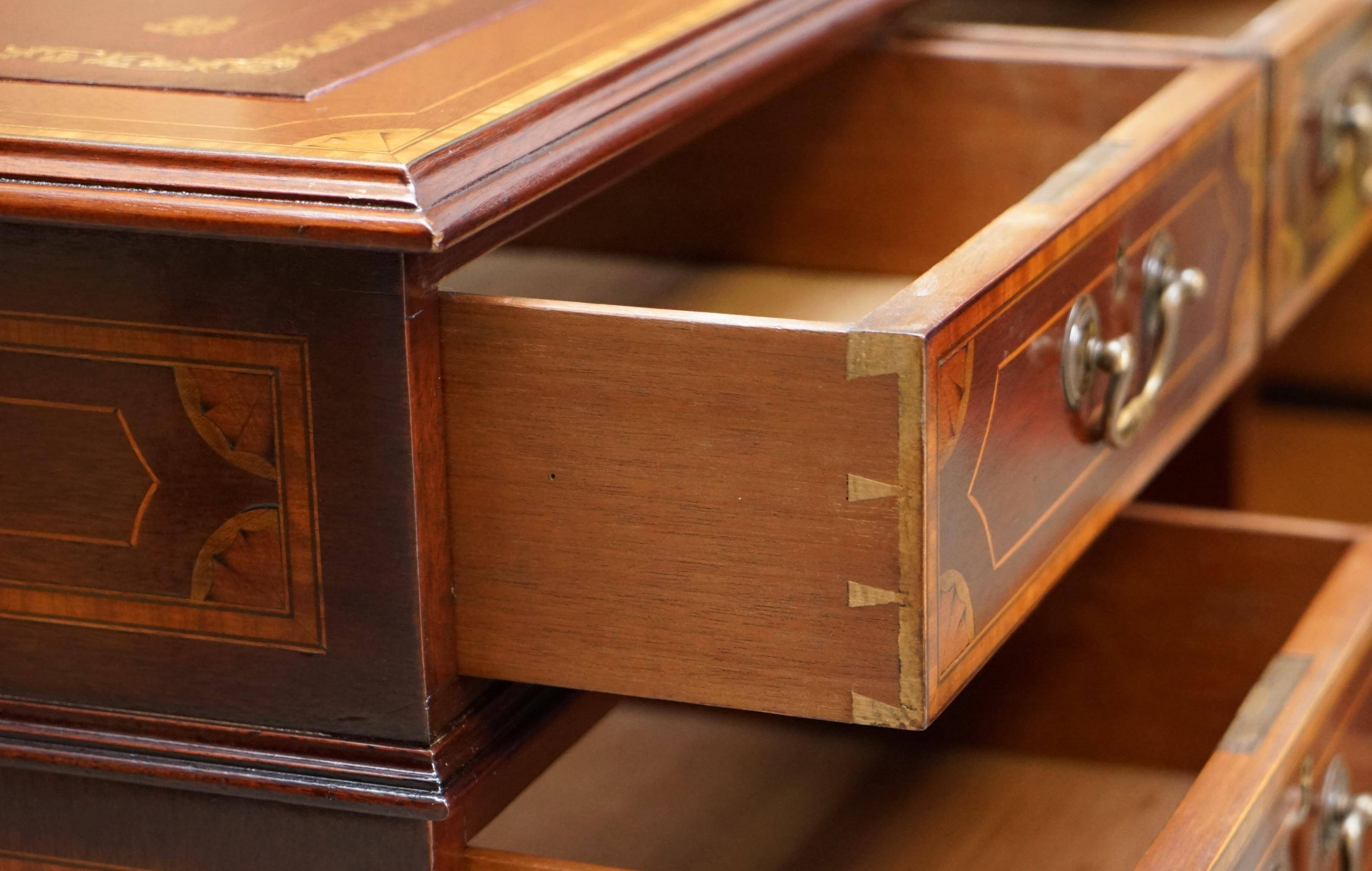 Sheraton desk restored Victorian leather