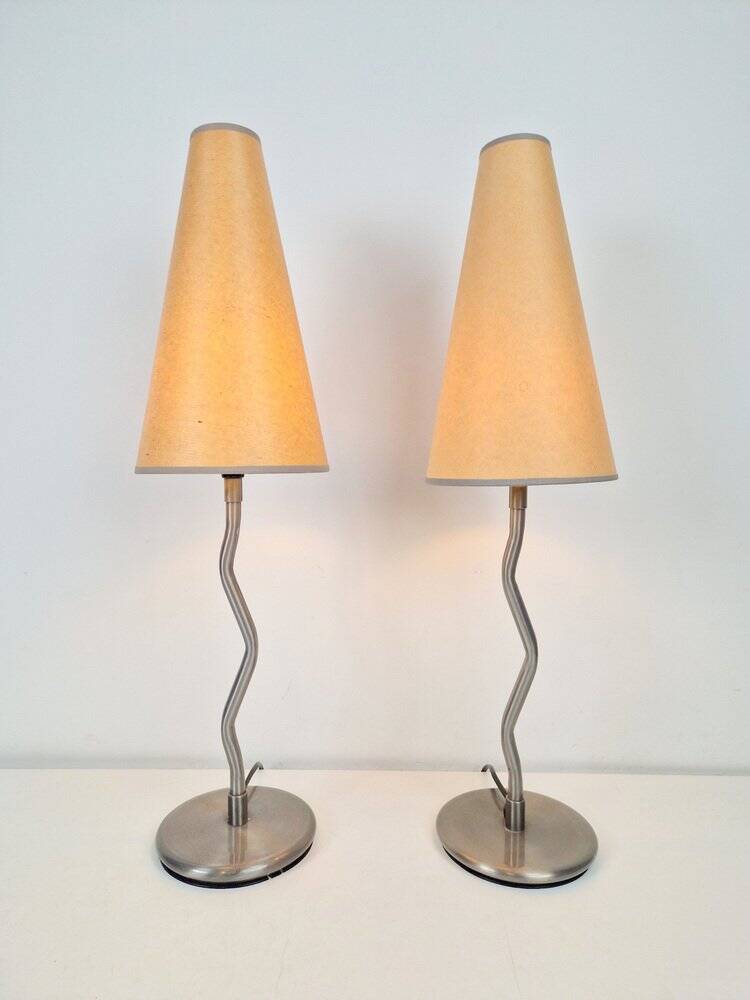 Lampes de table vintage Squiggle Antimon Zigzag d'Ikea, années 1990, ensemble de 2