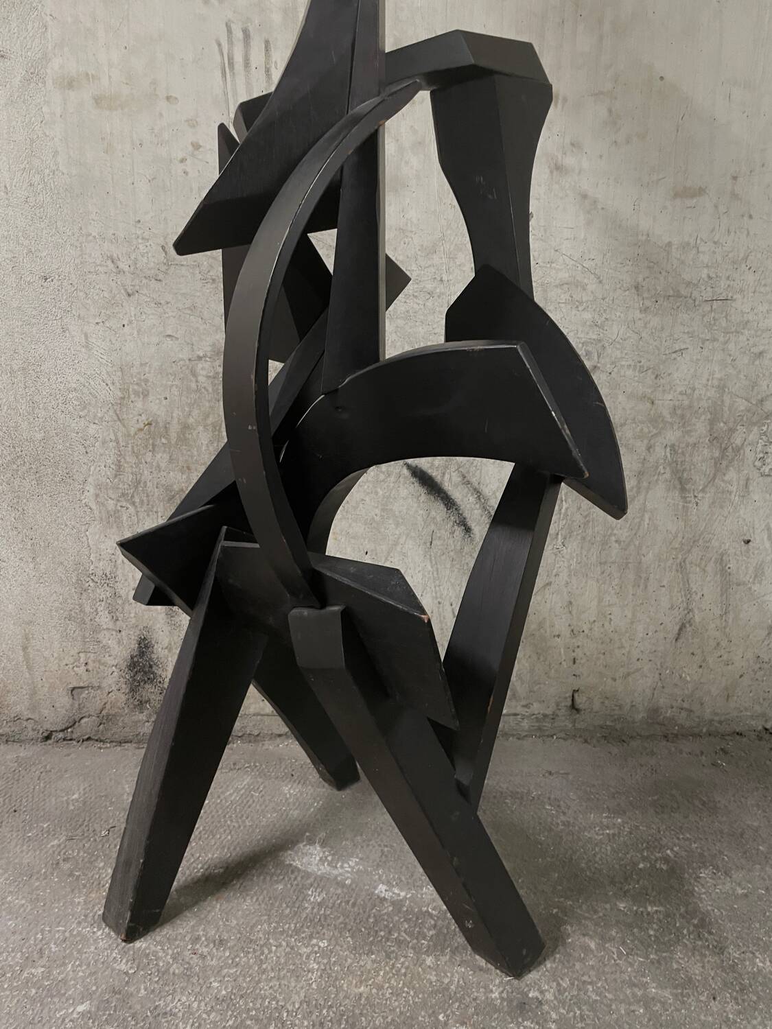 Large abstract sculpture in painted wood