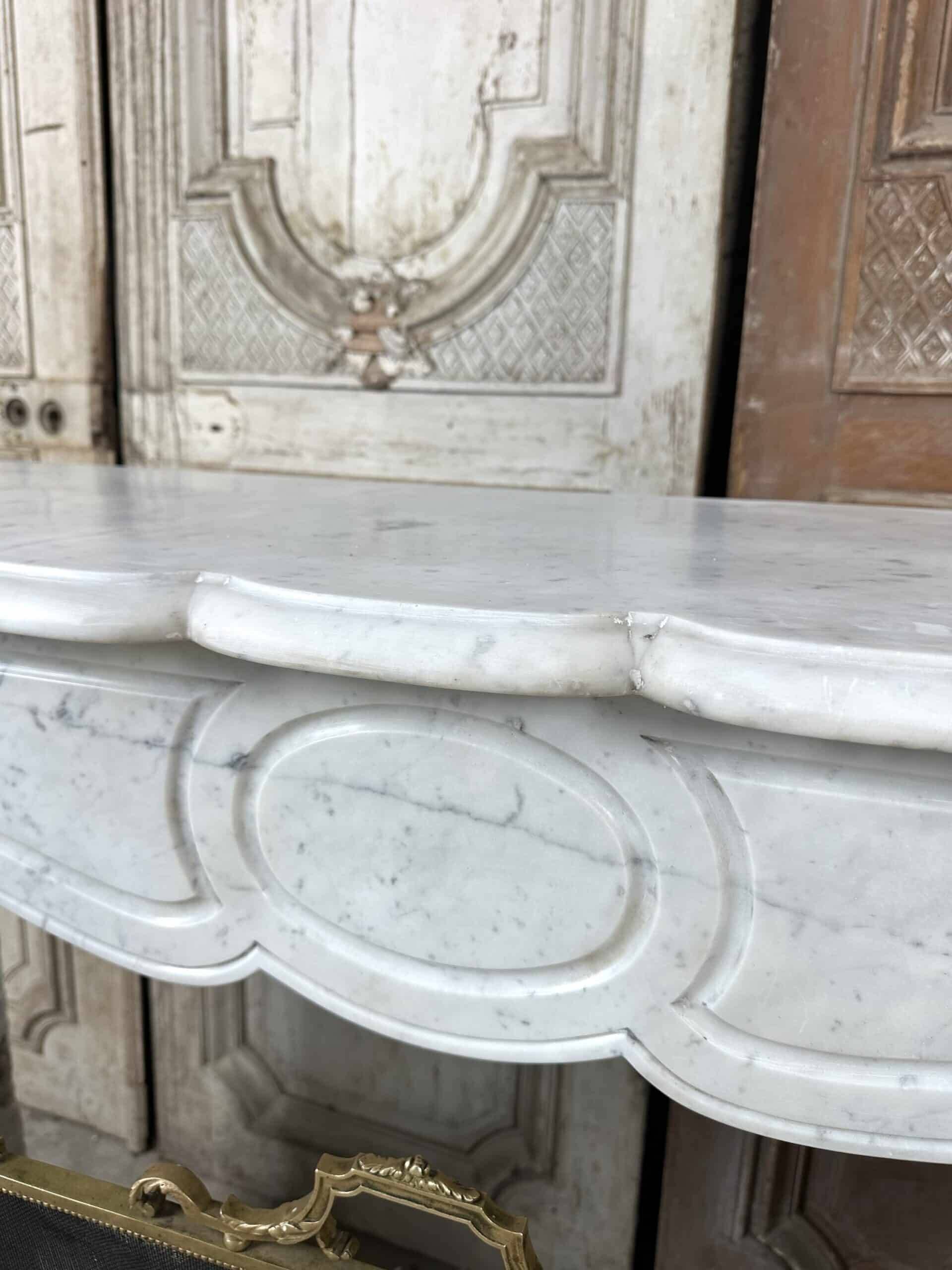 Louis XV style fireplace in white marble circa 1900