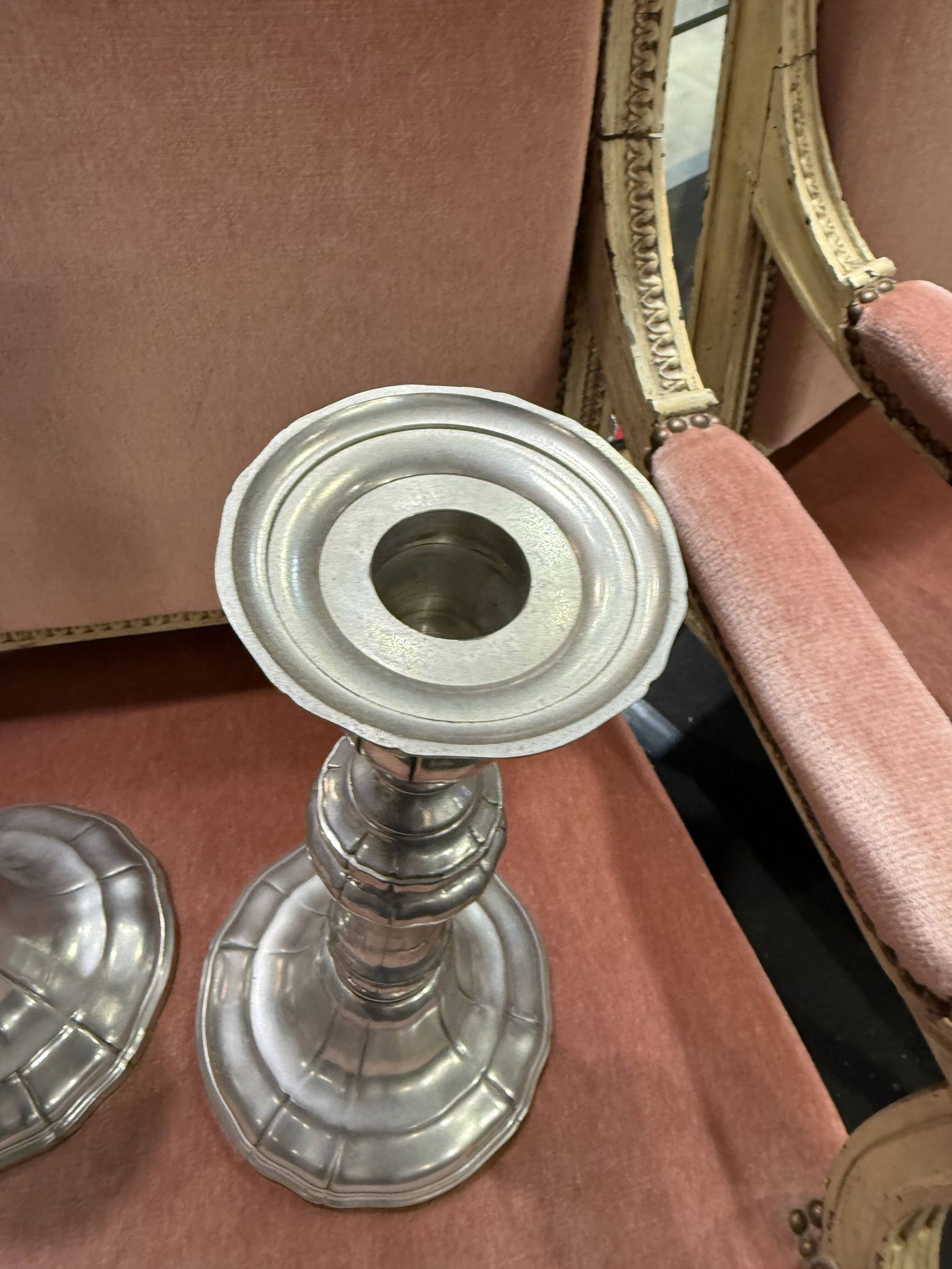 Pair of metal candlesticks