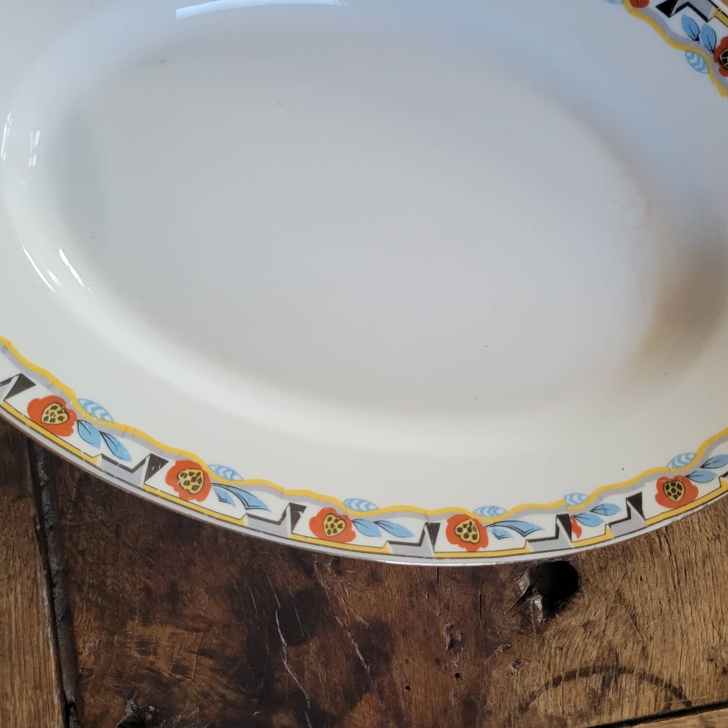 Large oval Art Deco platter MLV France 1930s