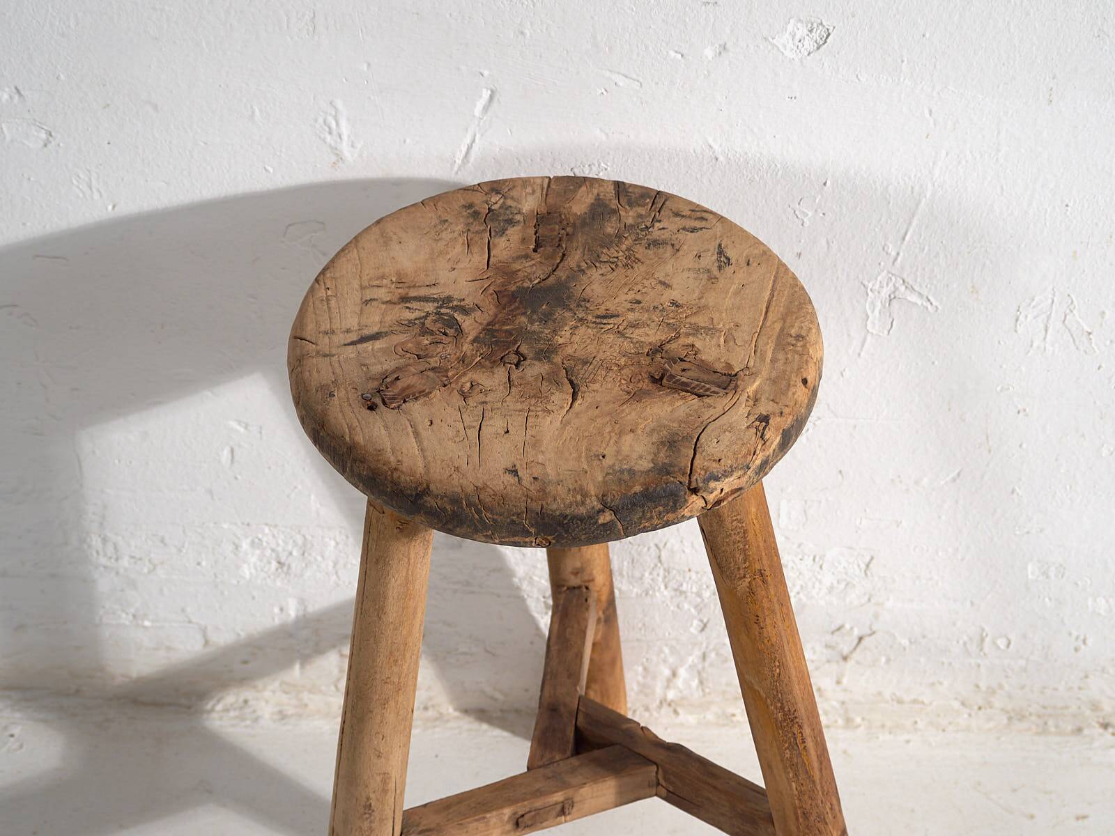 Antique solid wood stool (c.1900)