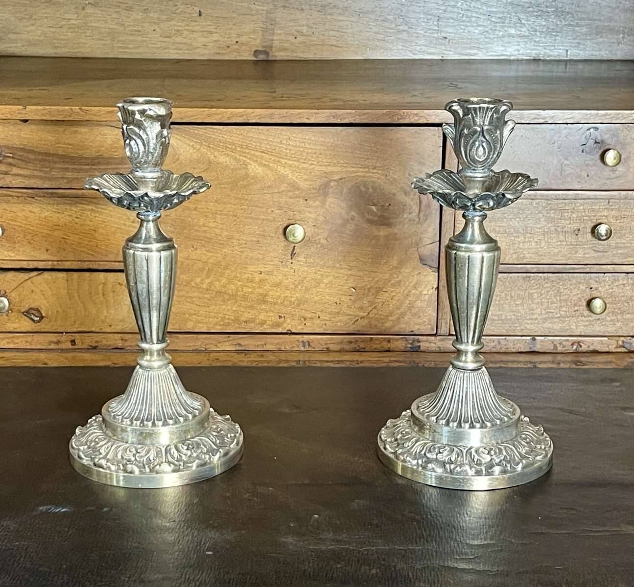 Pair of 1930s silver plated candlesticks
