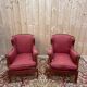 Pair of English wingback armchairs in mahogany, 19th century