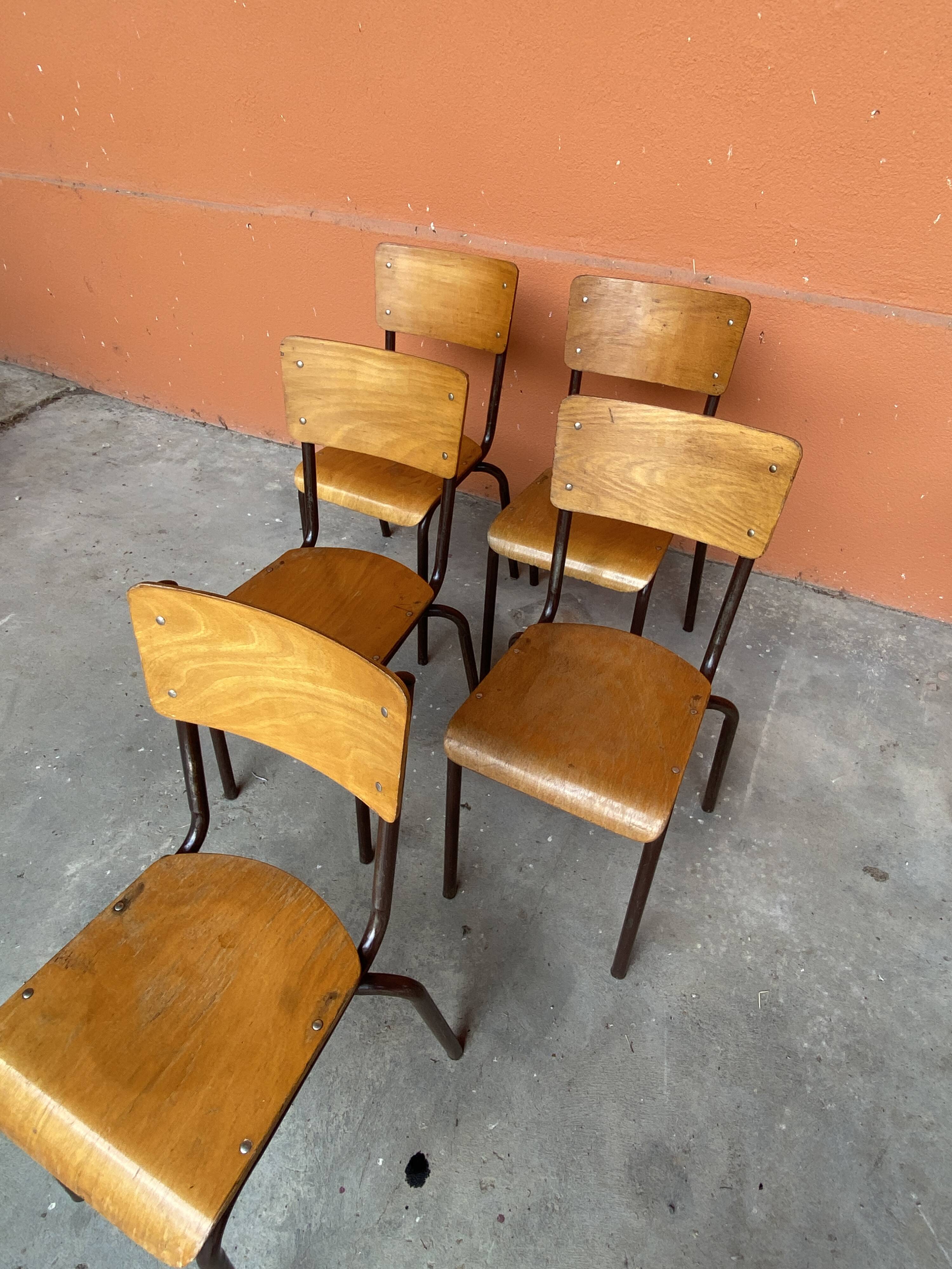 6 chaises école Mullca vintage 60s