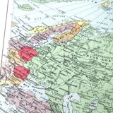 Vintage map Asia China Japan India USSR 43x43cm from 1950