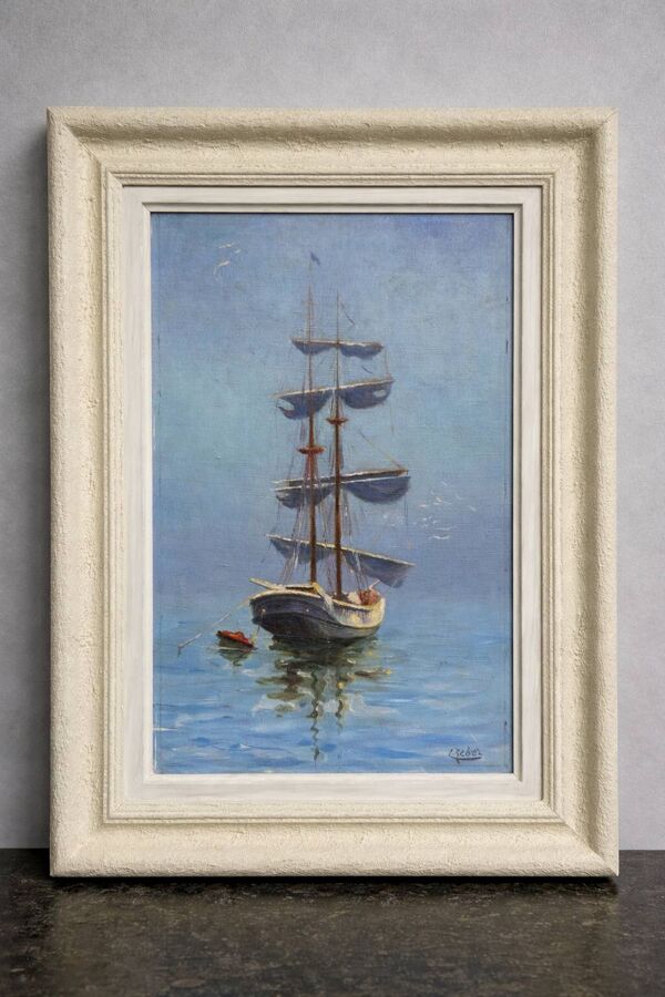 Reber – Marine au voilier – Huile sur toile Charmante huile sur toile signé