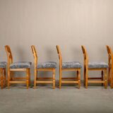 Henning Kjærnulf Set of 6 Razorblade Dining Chairs in Lambswool and Oak