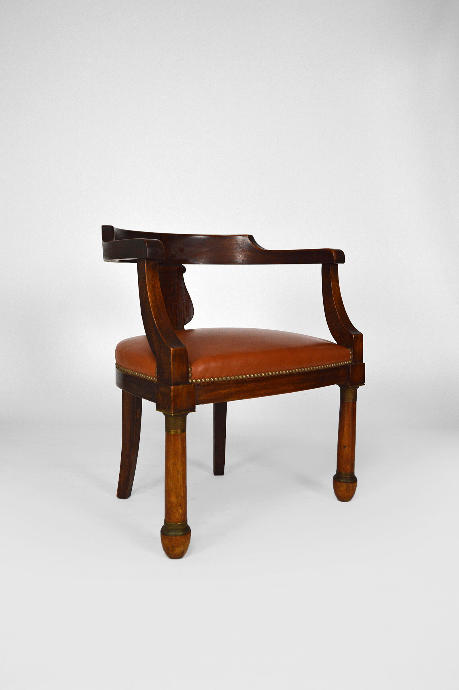 Empire, mahogany and leather office armchair, 19th century