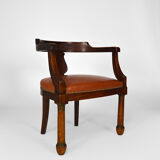 Empire, mahogany and leather office armchair, 19th century