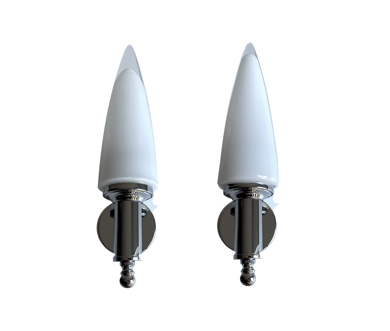 Pair Vintage Wall Lamps, Murano Glass Chrome, 70 Years