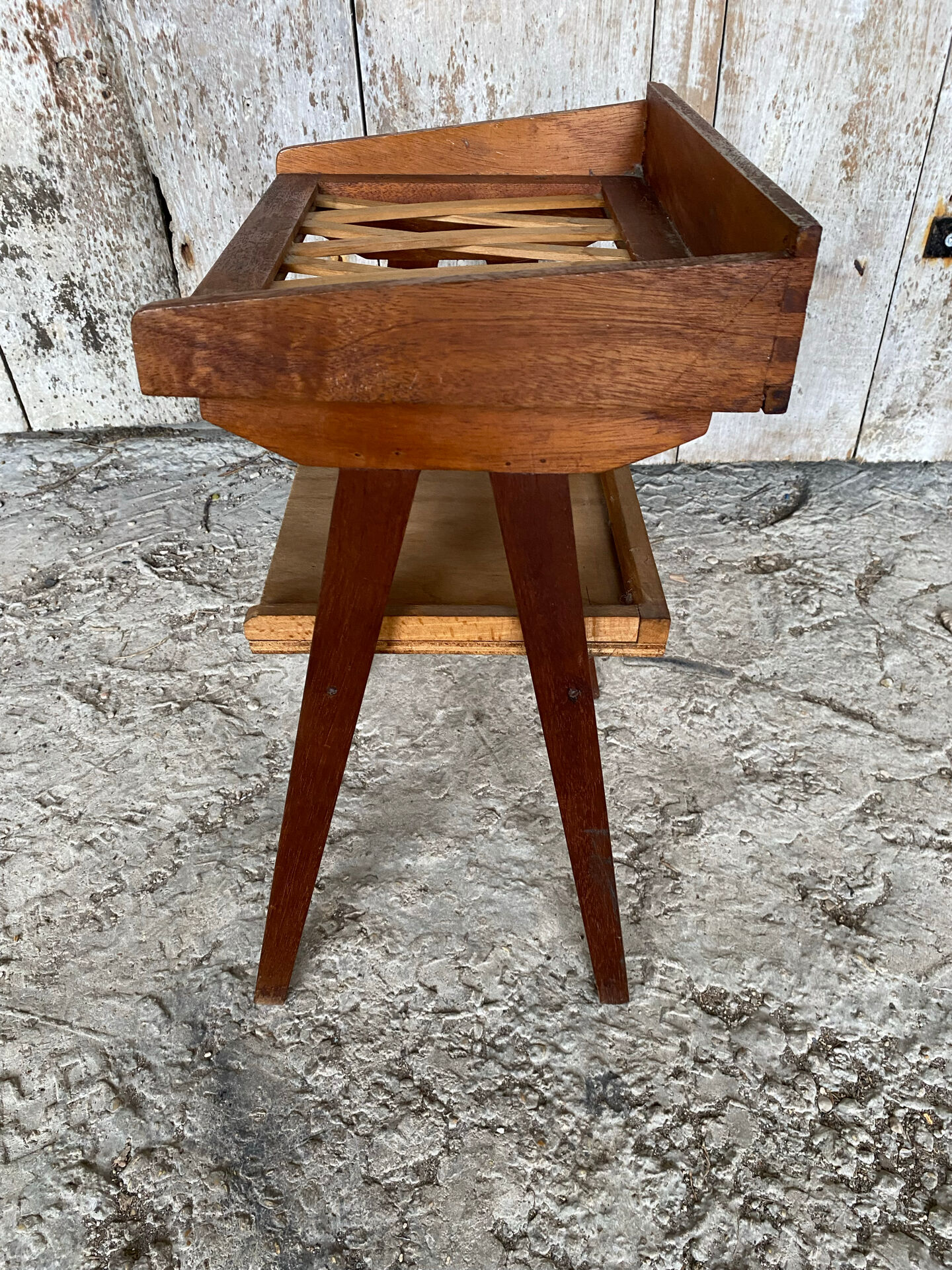 Vintage Scandinavian Wood Bedside Table