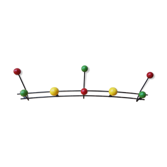 Porte-manteau en bois 8 boules colorées