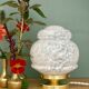 Vintage Art Deco globe table lamp in white Clichy glass