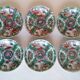Canton porcelain tea service with 6 cups and teapot.