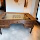 Bureau plat Louis Philippe 19e siècle en chêne doré massif