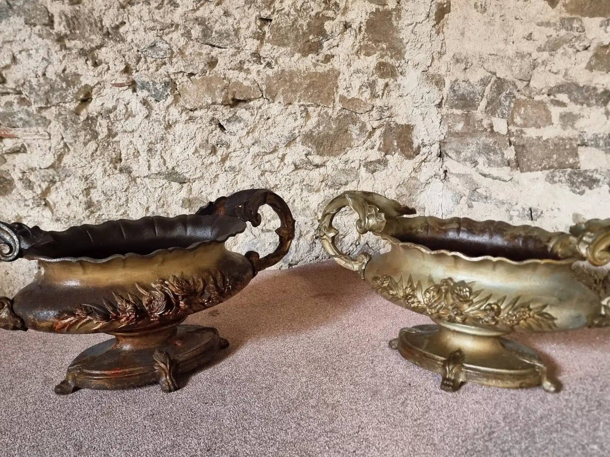 Large antique cast iron planter on a stand, France, circa 1900.