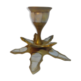 Brass and mother-of-pearl candlestick