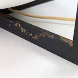 Minimalist Cube Table Lamp Black Metal Opal Glass Geometric European 1970s