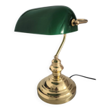 Lámpara vintage de banquero de cristal verde opalino