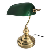 Lampe vintage de banquero de cristal verde opalino