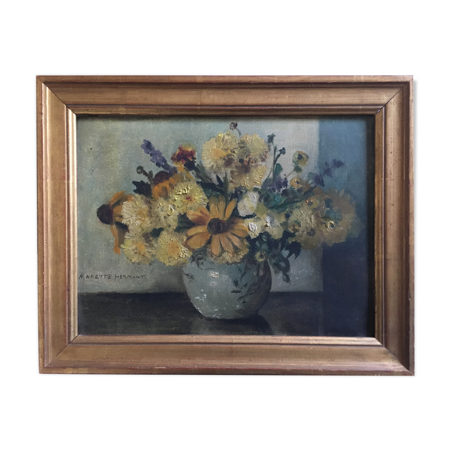 Oil on canvas flowers Flanders 1914