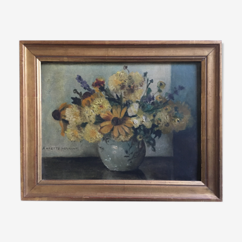 Oil on canvas flowers Flanders 1914