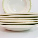 7 plates of the 60s green and white - moulin des loups & orchies france- retro-