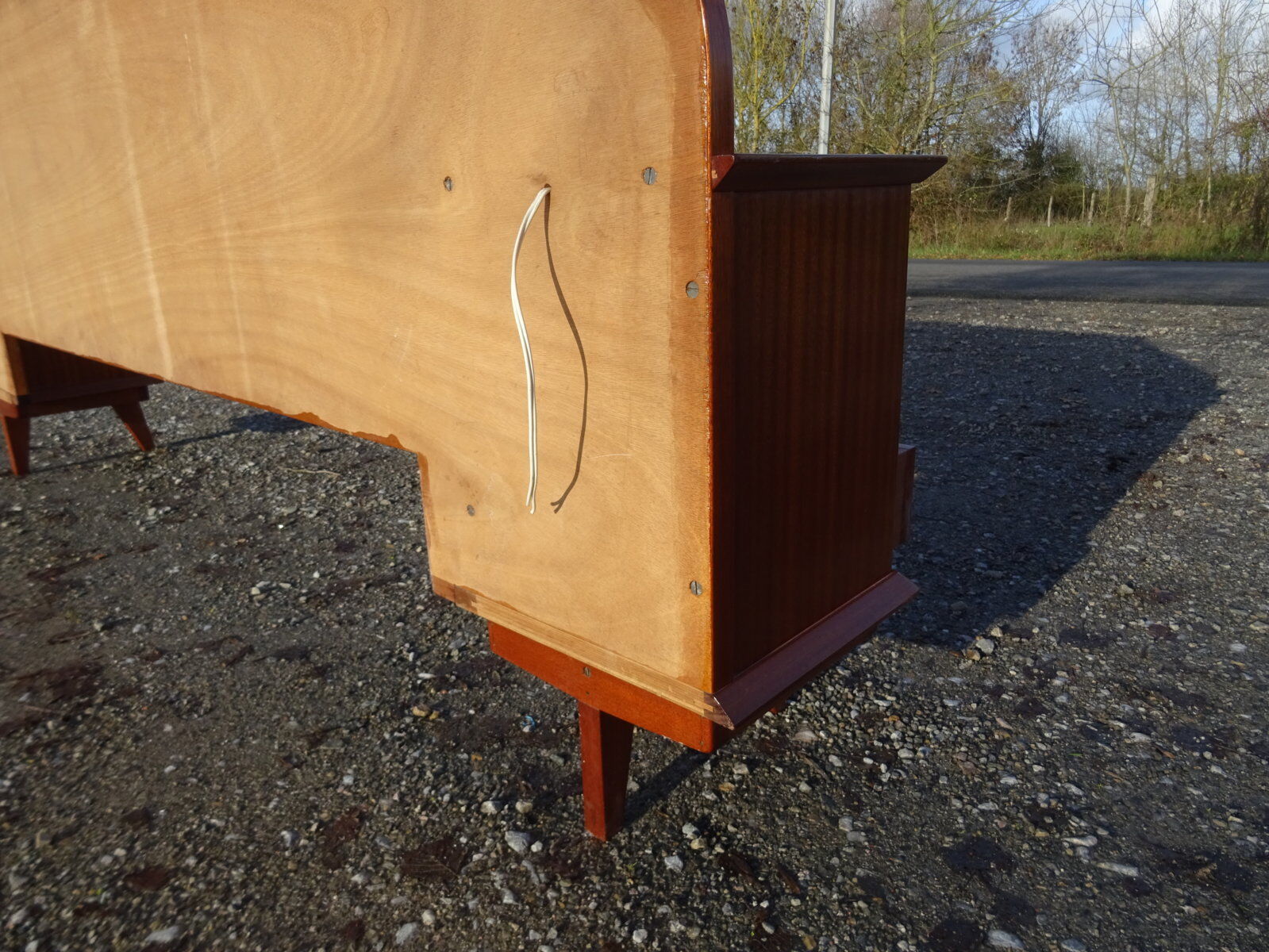 Double teak headof with bedside
