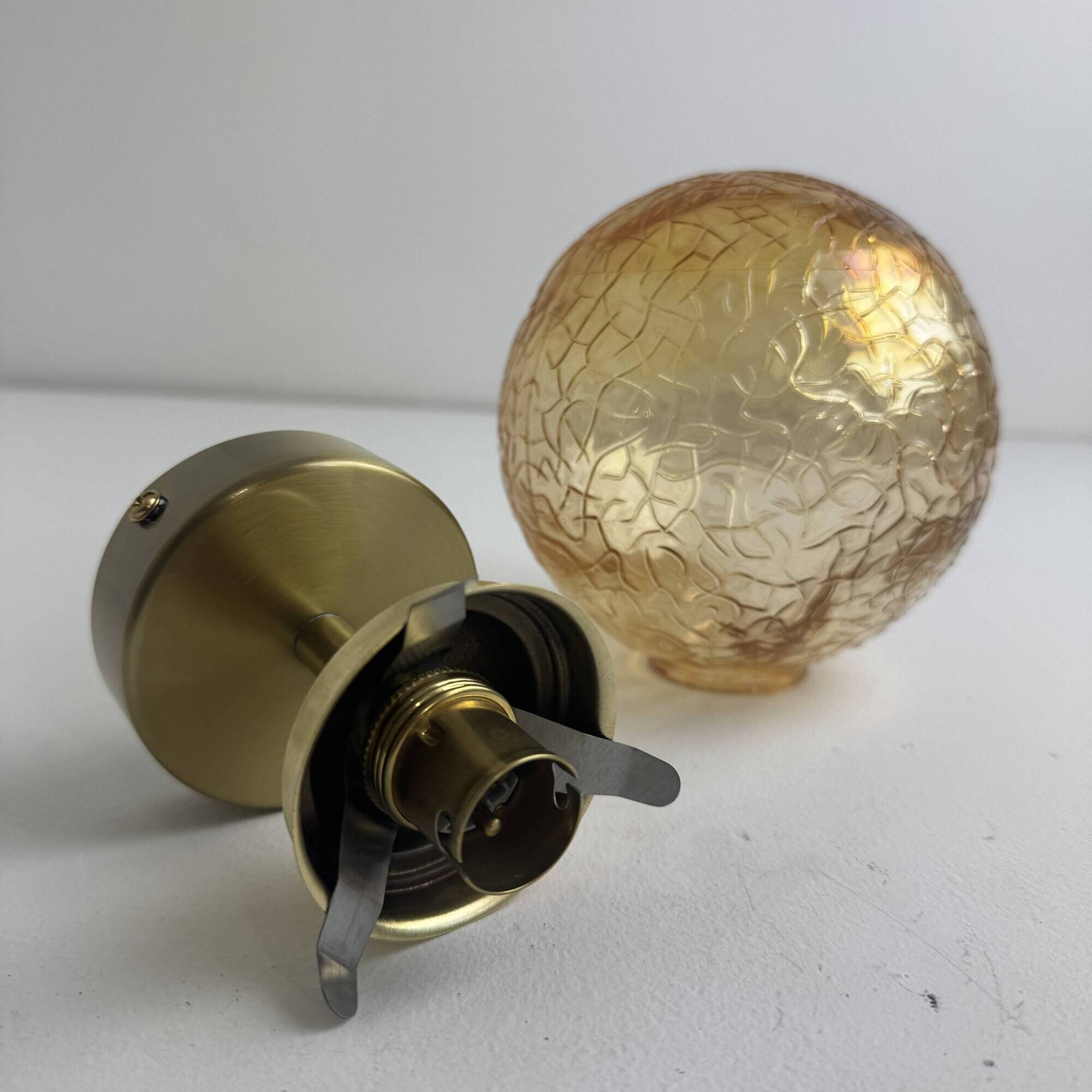 PAIR OF VINTAGE AMBER GLASS WALL LIGHTS