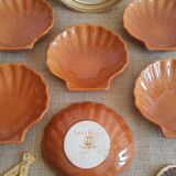Set of 6 glazed scallop shell ramekins Emile Henry France