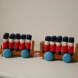 Wooden train with soldiers