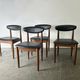 Four Schreiber Mid Century Dining Chairs Black Leatherette Floating Backres