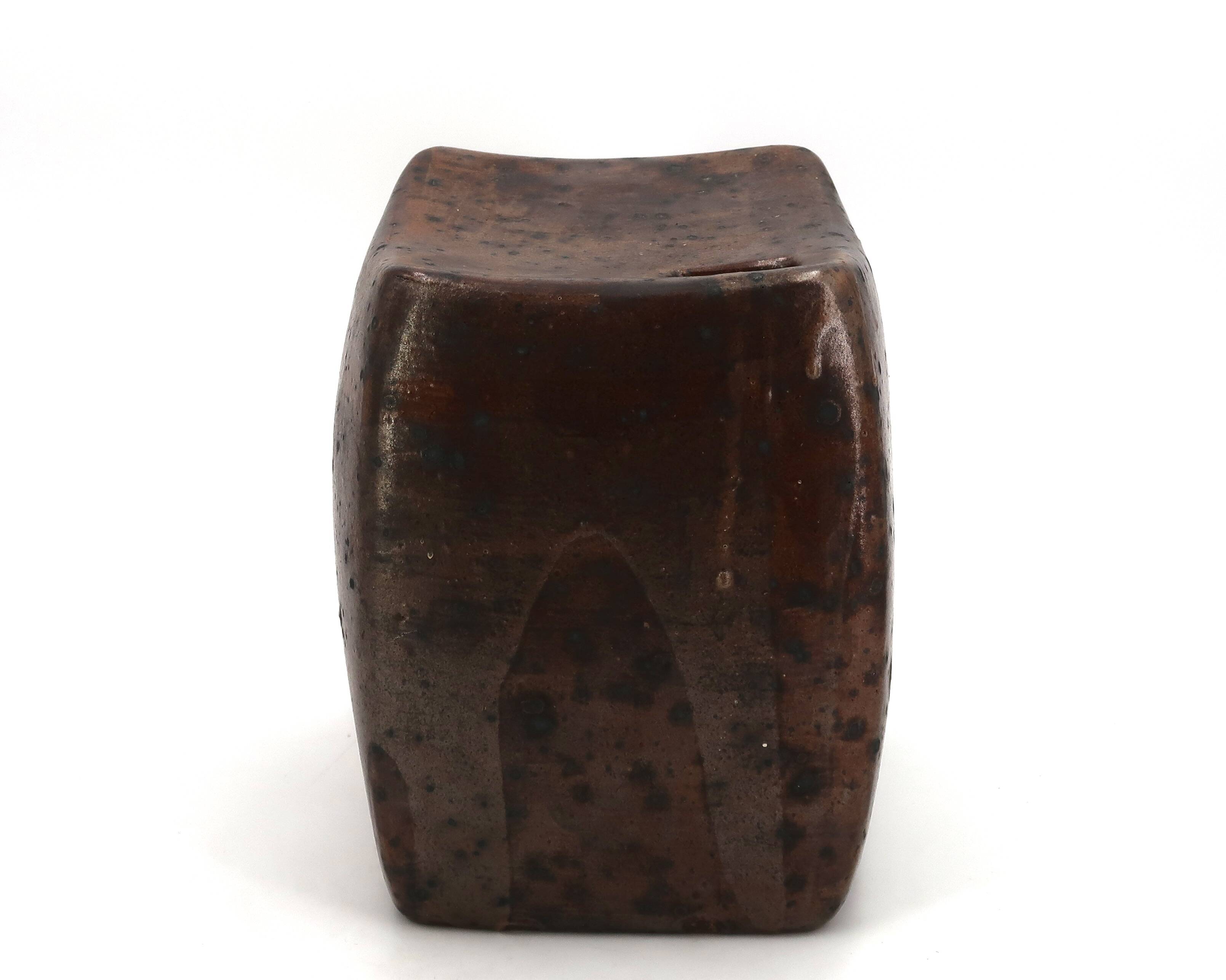Impressive modernist vase in pyrite stoneware, La Borne, 1970s