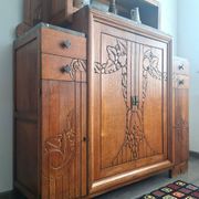 Buffet art déco plateaux marbre, meuble vaisselier ancien, vitrine