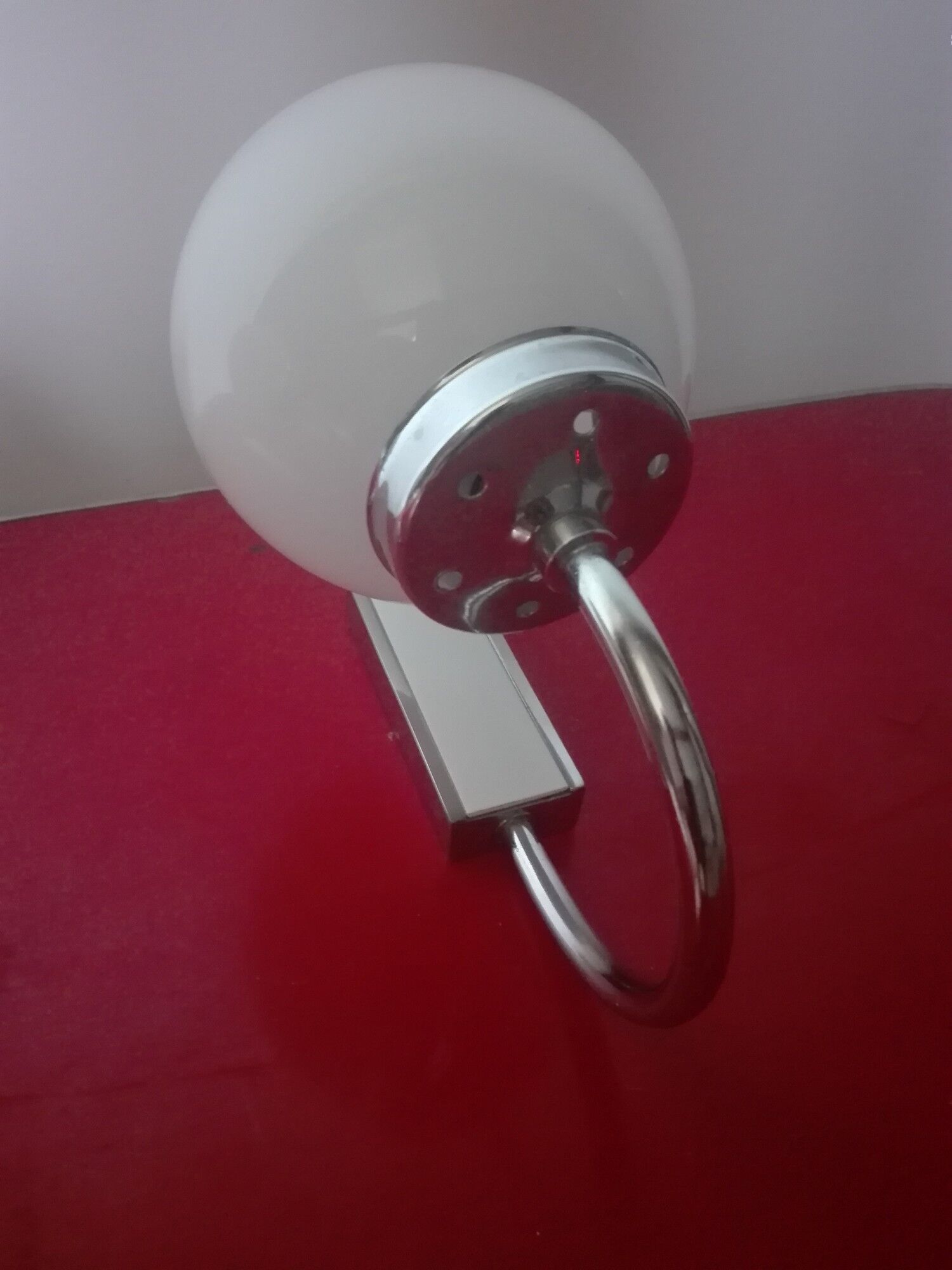 Pair of chrome and glass opaline sconces vintage 70s