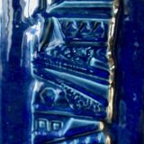 Tall blue enamelled stoneware lamp, signed "Désirée". Danemak 1965